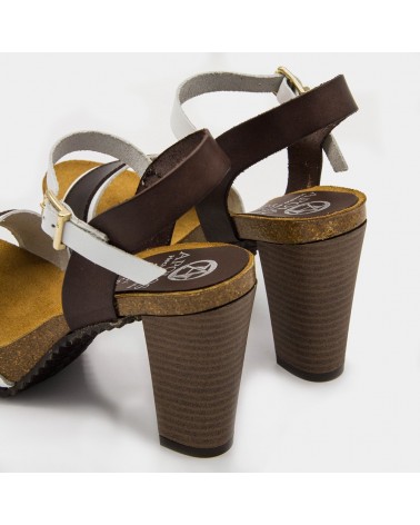 Brown high-heeled sandal