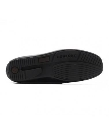 Black shoe moccasin smooth blade