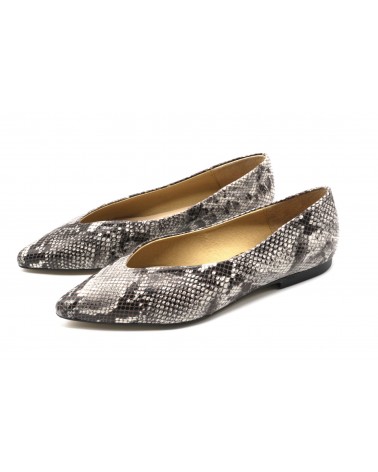 Grey python flat shoe