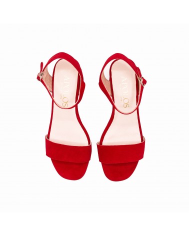 Red sandal with smooth upper