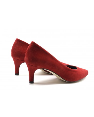 Red stiletto suede shoe