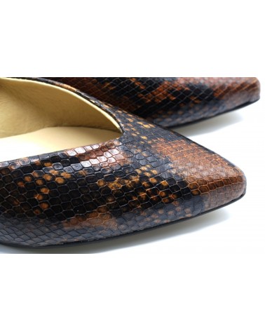 Brown python flat shoe