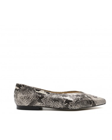 Grey python flat shoe