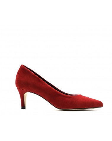 Red stiletto suede shoe