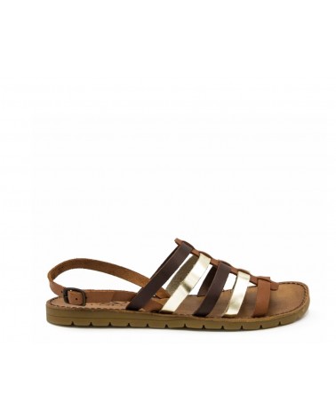 Sandalia cuero pala tiras