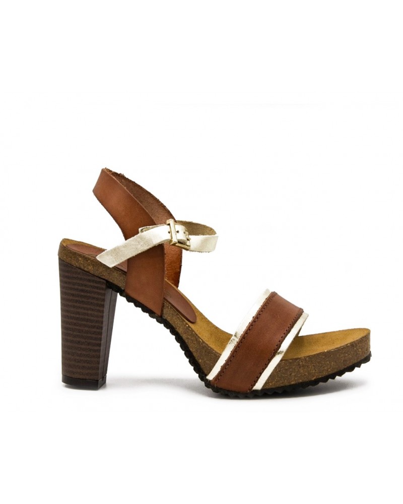 Sandalia tacón alto camel