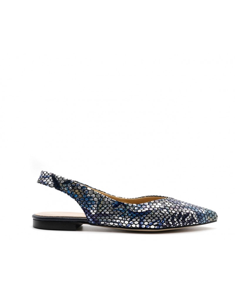 Zapato plano estampado azul