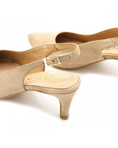 Zapato salón puntini beige