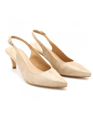 Zapato salón puntini beige
