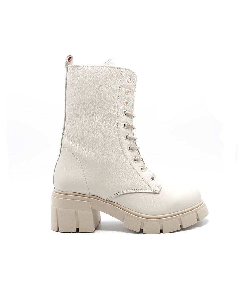 Bota Militar Plataforma con Cordones Piel |  Apolos