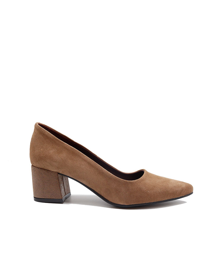 Zapato salón piel tacón ancho