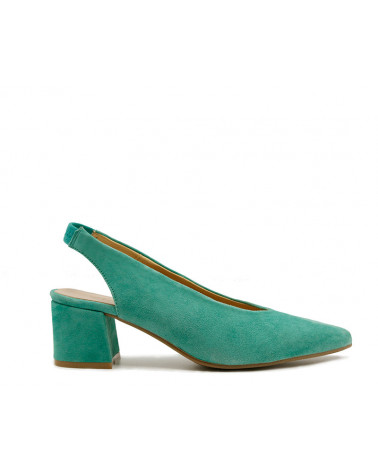 Salón tacón bajo piel ante destalonado