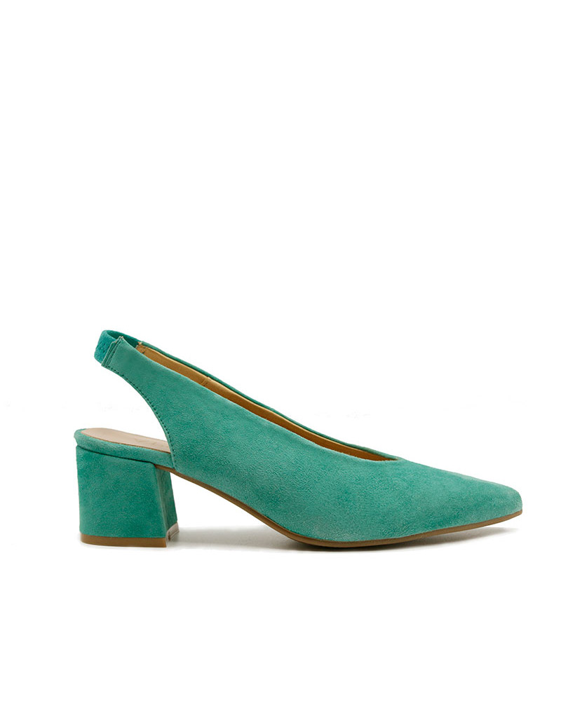 Salón tacón bajo piel ante destalonado