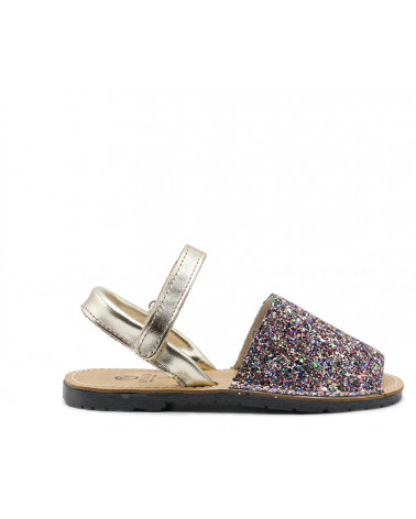 Sandalia estilo menorquina de glitter fabricada en piel. Apolos