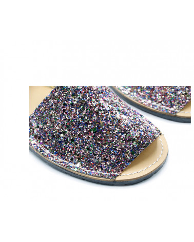 Sandalia estilo menorquina de glitter fabricada en piel. Apolos