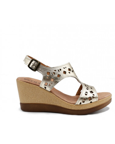 Zapato azul-jeans estilo salón. Calzados Apolos Fuensalida