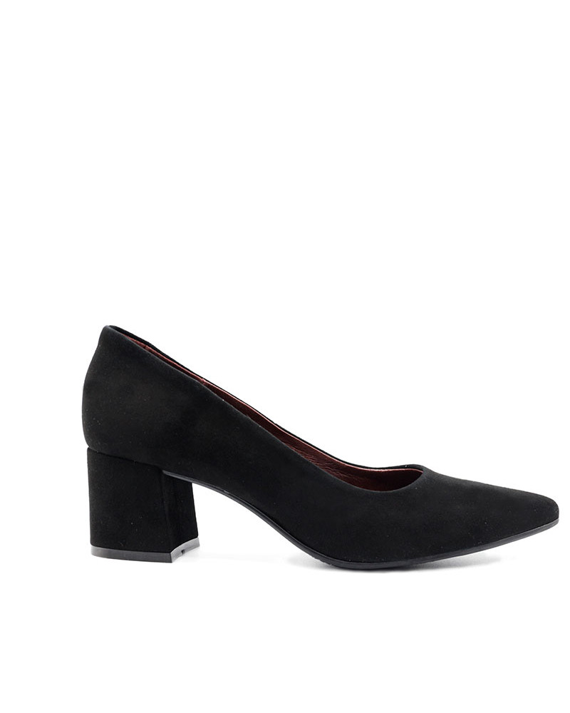 Zapato salón ante Aurora. Salón de tacón bajo cómodo. Apolos zapatería