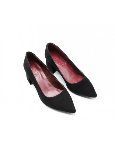 Zapato salón ante Aurora. Salón de tacón bajo cómodo. Apolos zapatería