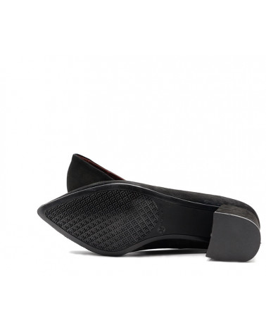 Zapato salón ante Aurora. Salón de tacón bajo cómodo. Apolos zapatería