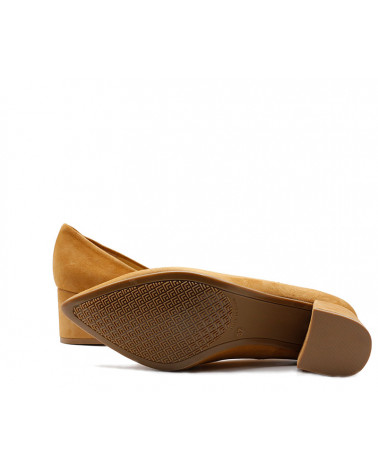 Zapato salón ante Aurora. Salón de tacón bajo cómodo. Apolos zapatería