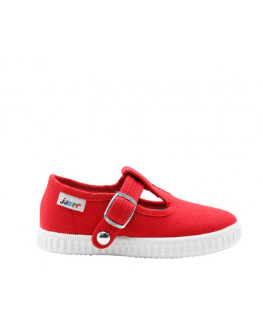 Zapatilla de lona con hebilla. Sandalia de lona fabricada en España.