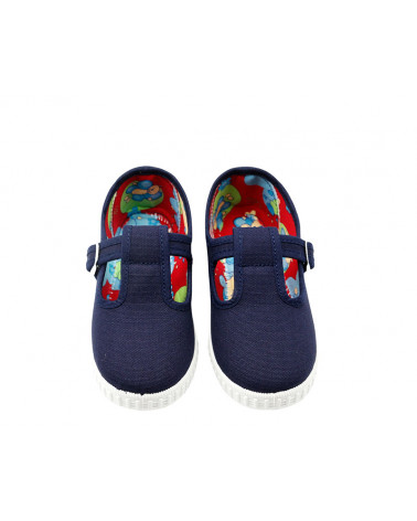 Zapatilla de lona con hebilla. Sandalia de lona fabricada en España.