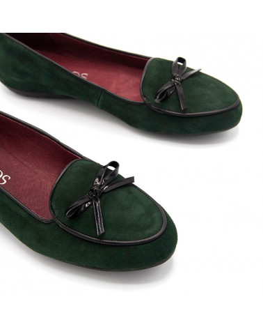 Manoletina de ante con lazo. Fabricado en España. Apolos zapatería.