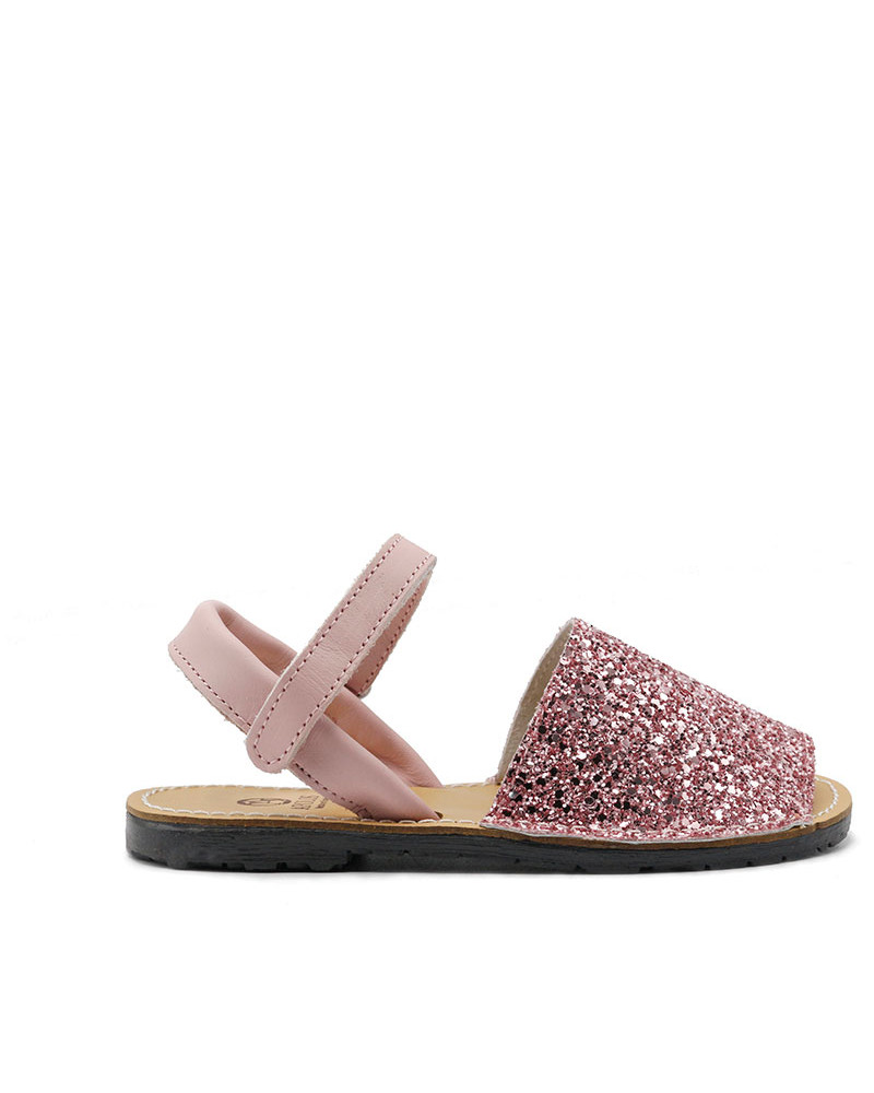 Sandalia estilo menorquina de glitter fabricada en piel. Apolos