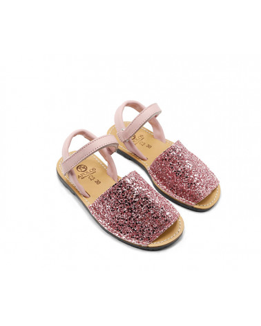Sandalia estilo menorquina de glitter fabricada en piel. Apolos