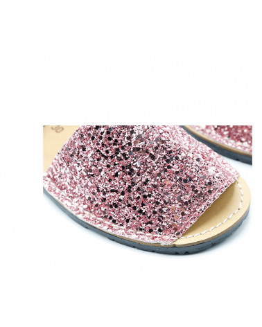 Sandalia estilo menorquina de glitter fabricada en piel. Apolos